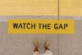 top view gap warning sign. High quality photo Royalty Free Stock Photo