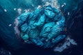 top view of garbage bags floating on blue ocean waves. Generative AI, Generative, AI Royalty Free Stock Photo