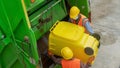 Top view garbage man working together