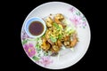 Top view of Garlic Fried Shrimp, focus selective Royalty Free Stock Photo