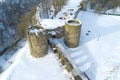 Top view of the gate towers of the medieval Koporskaya fortress Royalty Free Stock Photo