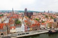 Top view on Gdansk old town and Motlawa river Royalty Free Stock Photo