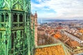 Top view of Geneva skyline from the Cathedral of Saint-Pierre in Switzerland