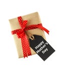 Top view of giftbox and happy mother day card Royalty Free Stock Photo