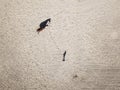 Top view of a girl training a sorrel horse Royalty Free Stock Photo