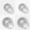 Top view glass. Clear shot of vodka or water, glass cup isolated on white and transparent background. Kitchen glassware Royalty Free Stock Photo