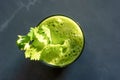 Top view of a glass of fresh celery juice Royalty Free Stock Photo