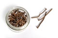 Top view of Glass jar with rusty nails Royalty Free Stock Photo