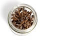 Top view of Glass jar with rusty nails Royalty Free Stock Photo