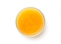 Top view Glass of 100% Orange juice with pulp