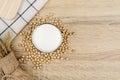 Top view of a glass of soy milk Royalty Free Stock Photo