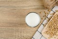 Top view of a glass of soy milk Royalty Free Stock Photo