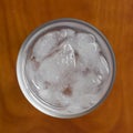 Top view of glasse of water with ice.