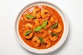 Top View Goan Prawn Curry On Round Plate On Wihte Backgound Royalty Free Stock Photo