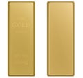 Top view of gold bar with Sign of Fine 999.9 Gold and Empty Gold Bar isolated on white background with clipping path Royalty Free Stock Photo