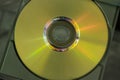 Top view of gold DVD compact disc Royalty Free Stock Photo