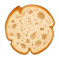 Top View of Golden Brown Bread Slice with Textured Crust on White Background Royalty Free Stock Photo