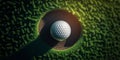 Top view of a golf ball on green course at hole Generative AI Royalty Free Stock Photo