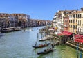 Top view on the Grand canal and gondolas with tourists Royalty Free Stock Photo