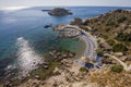 Top view on the Grande Blue Stegna beach Secret beach, Rhodes