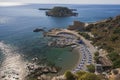 Top view on the Grande Blue Stegna beach Secret beach, Rhodes