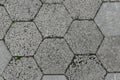 Top view of Gray interlocking paving stone driveway Royalty Free Stock Photo