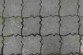 Top view of Gray interlocking paving stone driveway