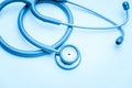 Stethoscope medical equipment on white canvas. instruments device for doctor. medicine concept