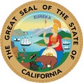 Top view of Great Seal of US Federal State of California. United States of America patriot and travel concept. Plane design,