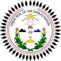 Top view of Great Seal of US Federal State of Navajo Nation. United States of America patriot and travel concept. Plane design, Royalty Free Stock Photo