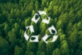 Green forest and recycle, save the earth concept. Sustainable and economical lifestyle, ecological waste management. Generative AI