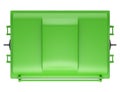 Top view of green garbage container isolated on white
