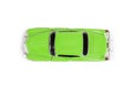 Top view of green model toy car in retro style.