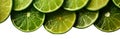 Top View Of Green Sliced Isolated Sour Juicy Lime Fruits Banner - Generative AI
