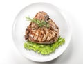 Top view of Grilled t-bone chop of pork Royalty Free Stock Photo