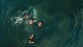 Top view of the group of happy kids playing and having fun in the river in Bangalore, India