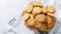 Top view of group homemade healthy dessert almonds cookies, inside contain almonds flour and butter with monk fruit sweeteners,