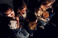 Top view. Group of kids sitting in cinema and watching movie together Royalty Free Stock Photo