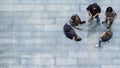 Top view group of people are playing and talking with phone Royalty Free Stock Photo