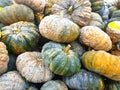 Top view of group pumpkin as a background for sale in the market