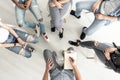 Top view of a group therapy session for teenagers struggling wit Royalty Free Stock Photo