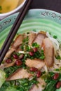 Top view guilin rice noodles with bowl of soup nearby Royalty Free Stock Photo