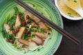 Top view guilin rice noodles with bowl of soup nearby Royalty Free Stock Photo