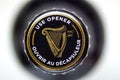 Top view of a Guinness Draught Stout crown beer bottle caps