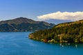 Top view of Hakone torii gate at lake Ashi