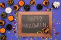 Halloween cupcakes and board Royalty Free Stock Photo