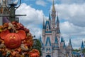 Top view of Halloween Mickey decoration and Cinderella Castle at Magic Kigndom 233