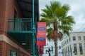 Top view of Hampton Inn and Suites sign on 7th Aveneu in Ybor City Royalty Free Stock Photo