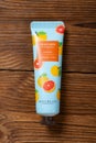 top view hand cream of grapefruit style