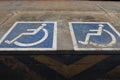 Top view of the handicap symbol written on the road surface. Royalty Free Stock Photo